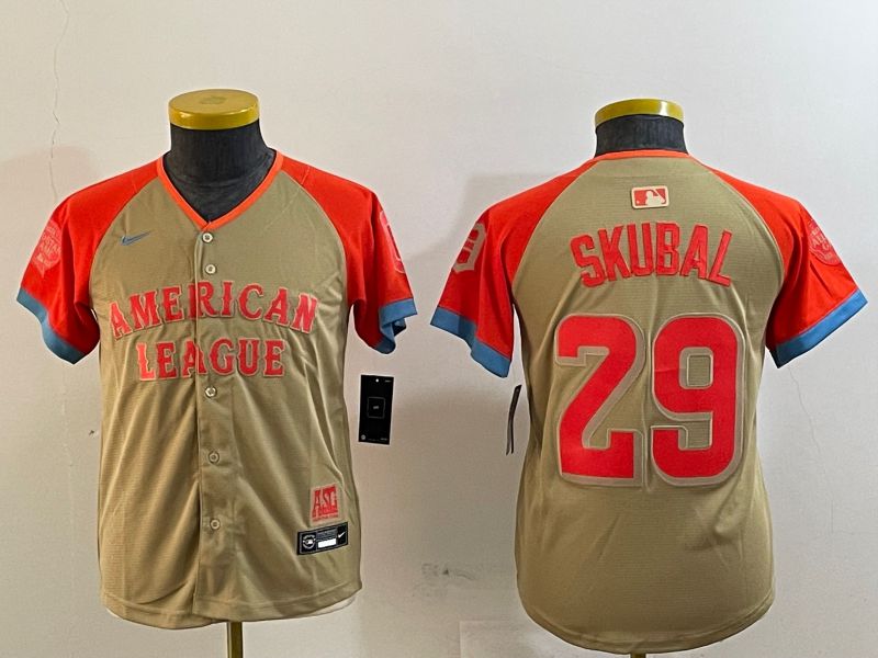 Youth Detroit Tigers #29 Skubal Brown All star 2024 Nike MLB Jersey style 1->youth mlb jersey->Youth Jersey